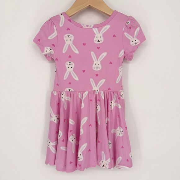 Dot Dot Smile NWT Baby Girl Size 12/24M Pink Easter Bunny Cap Sleeve Twirl Dress - Picture 3 of 3